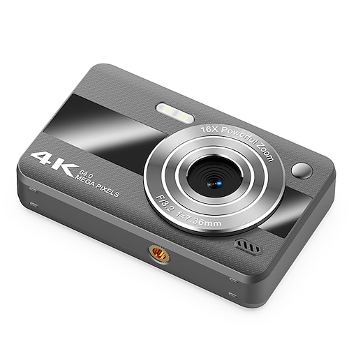 4K-Digitalkamera für Fotografie, 64-Megapixel-Vlogging-Kamera für YouTube mit 16-fachem Zoom, kompakte Point-and-Shoot-Kamera für Kinder, Jugendliche, Anfänger und Studenten, tragbare Reisekamera mit Image