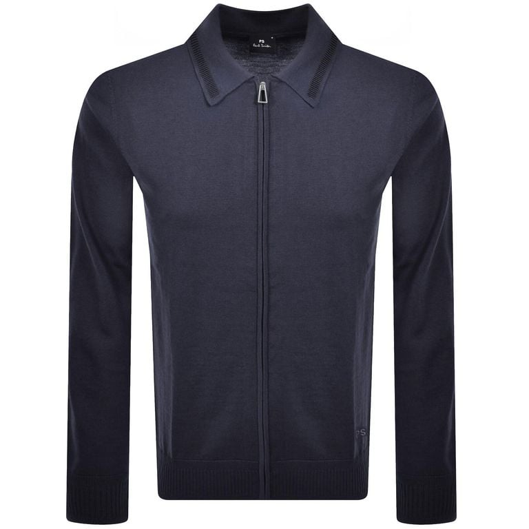 Full Zip Cardigan - Blue - Paul Smith Knitwear