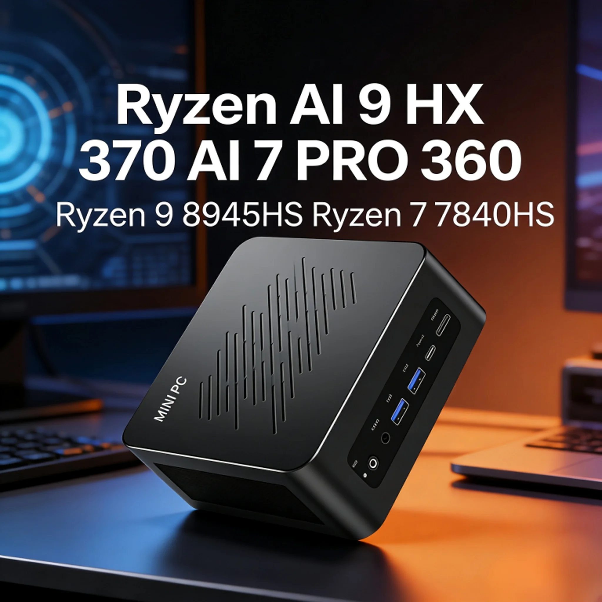 Mini PC Gaming OCuLink AMD Ryzen AI 9 HX 370 R7 PRO 360 R7 8845HS 2x2.5G LAN 2xNVMe Windows 11 NUC Desktop Mini Computer WiFi6E