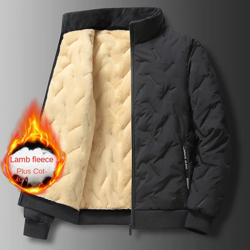 Herren-Wintermantel aus Kunstwolle und Baumwolle, dicker Baumwollmantel, warm und lässig, vielseitig, lockerer und übergroßer Baumwollmantel mit Stehkragen Image