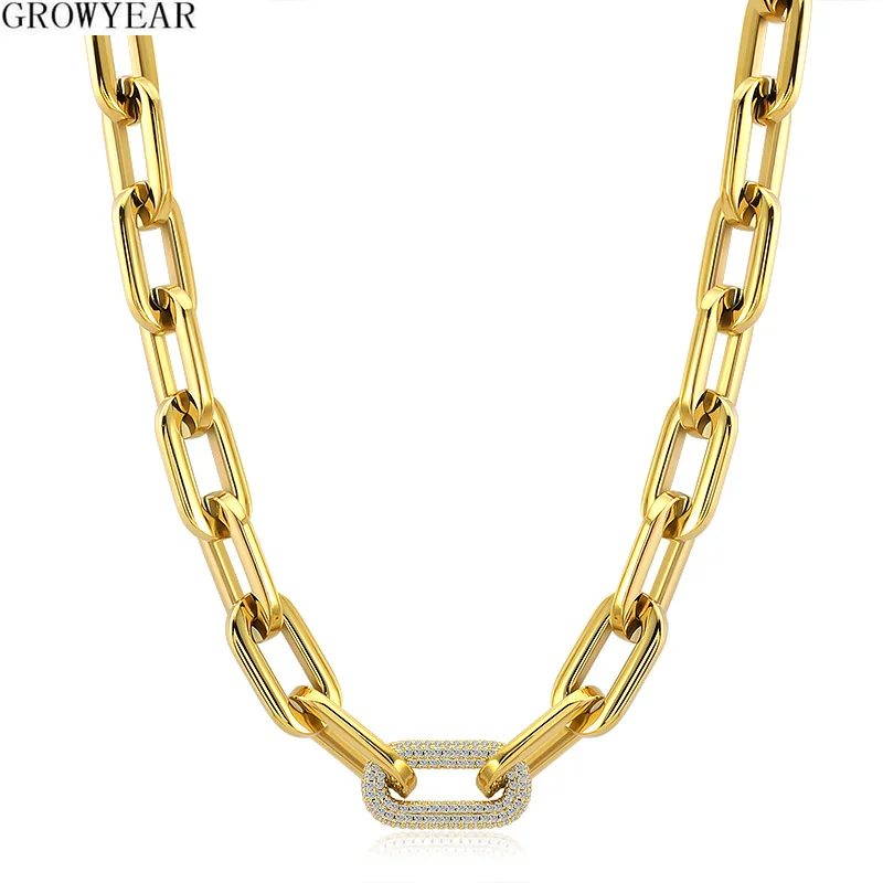 316L Edelstahl Frauen Männer Gold Silber Farbe Schwere Dicke Große Glieder Kette Halskette mit Bling Kristalle Punk Halskette Schmuck