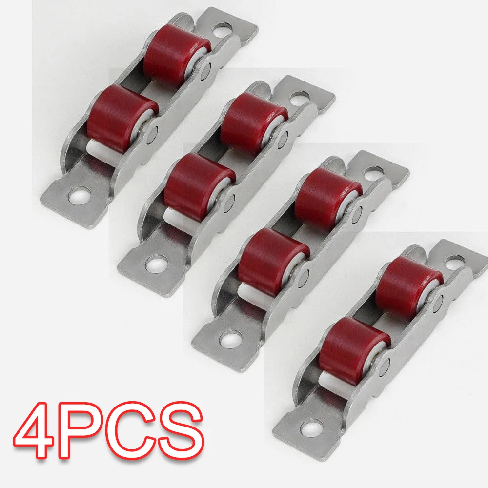 4 Stück/Set Edelstahl-Türrollen Typ 80/88, geräuscharme Nylon-Laufrollen für Fenster und Schiebetüren, Schiebetürbeschläge, Glas-Türrollen Image