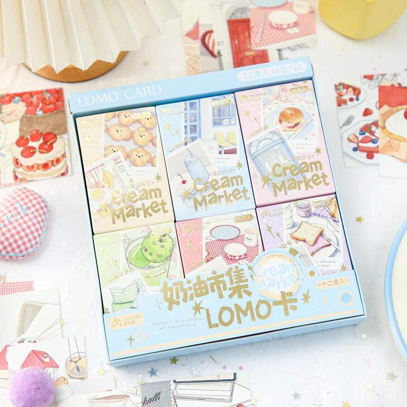 Mr.Paper 3er-Pack Koreanische Illustrationskarten im Cream Market Stil, LOMO-Karten, Mini-Postkarten, Niedliche Dessert-Dekoration für Tagebücher und Scrapbooks Image