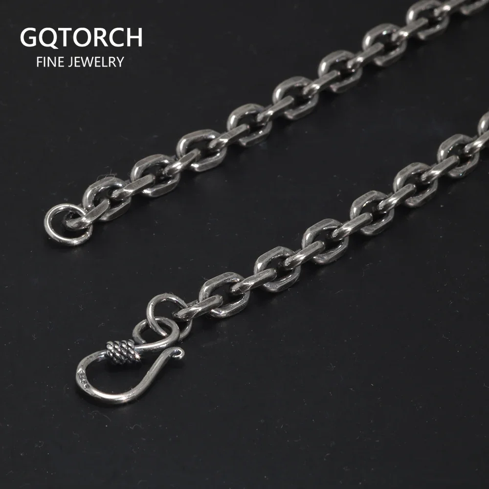 Echte reine 925 Sterling Silber 2,5 3 4 5 mm Kabel-Gliederkette für Männer und Frauen Vintage Wikinger-Gliederkette Punk-Schmuck