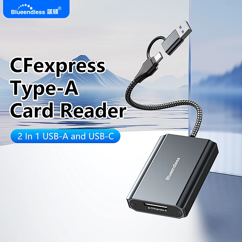Blueendless CFexpress Typ A oder Typ B Speicherkartenleser USB 3.2 10Gbps Plug-and-Play mit USB C/A Kabel für Android/Windows/Mac Image