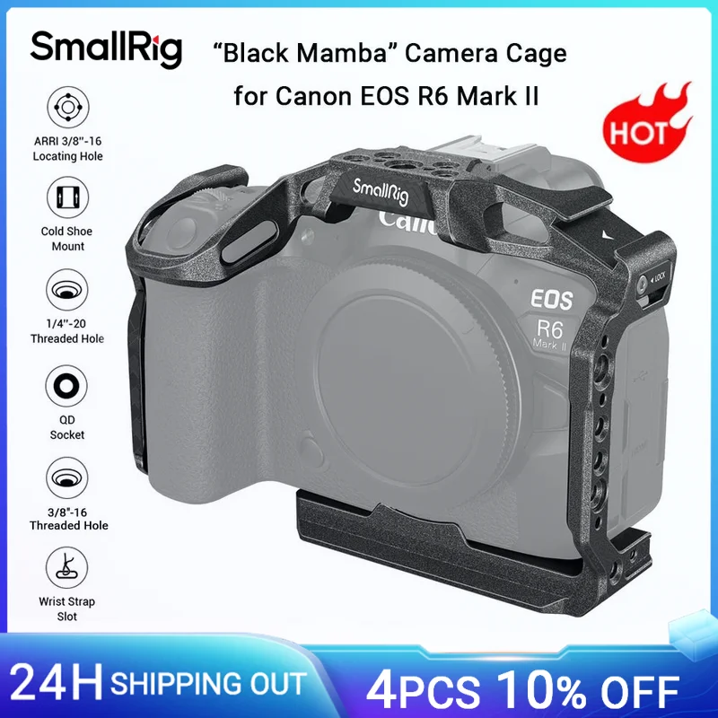 SmallRig „Black Mamba“ Kamerakäfig für Canon EOS R6 Mark II. Integrierte Arca-Swiss Schnellwechselplatte für DJI RS2/RS3 Pro Gimbal Image