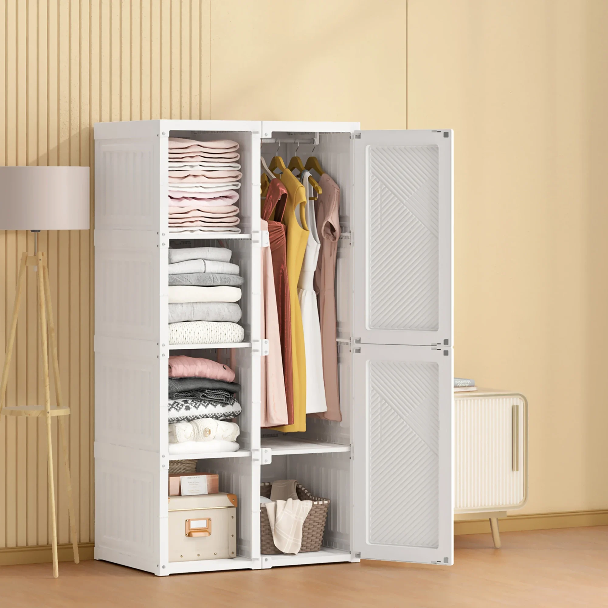 Rosahqnda Tragbarer weißer Aufbewahrungsorganisator für Schlafzimmer, Kleiderschrank, Kommode, Kleiderschrank, Aufbewahrungsorganisator