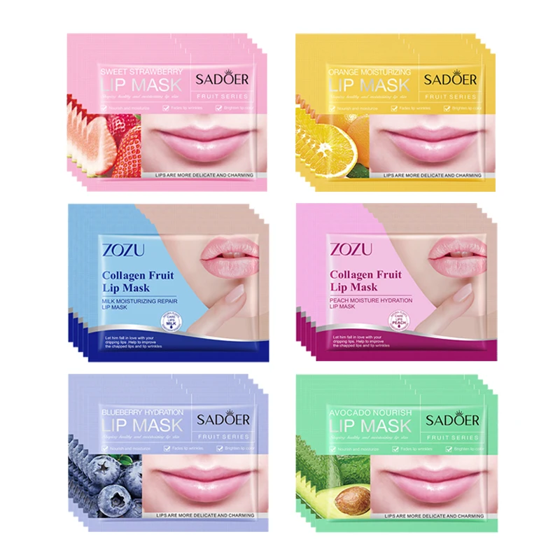 30 stücke Früchte Lippen Maske Feuchtigkeitsspendende Pflegende Kollagen Lip Patches Plump Lippen Schönheit Hautpflege Lippen Pads Lipmask Hautpflege Image