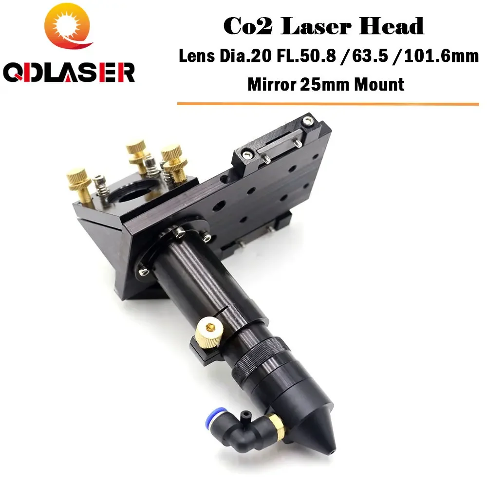 Qdlaser Hochwertiger CO2-Laserschneidkopf für Fokus linsen durchmesser 20 fl. 50,8 0, 5 63,5mm & Spiegel 25mm Halterung Image