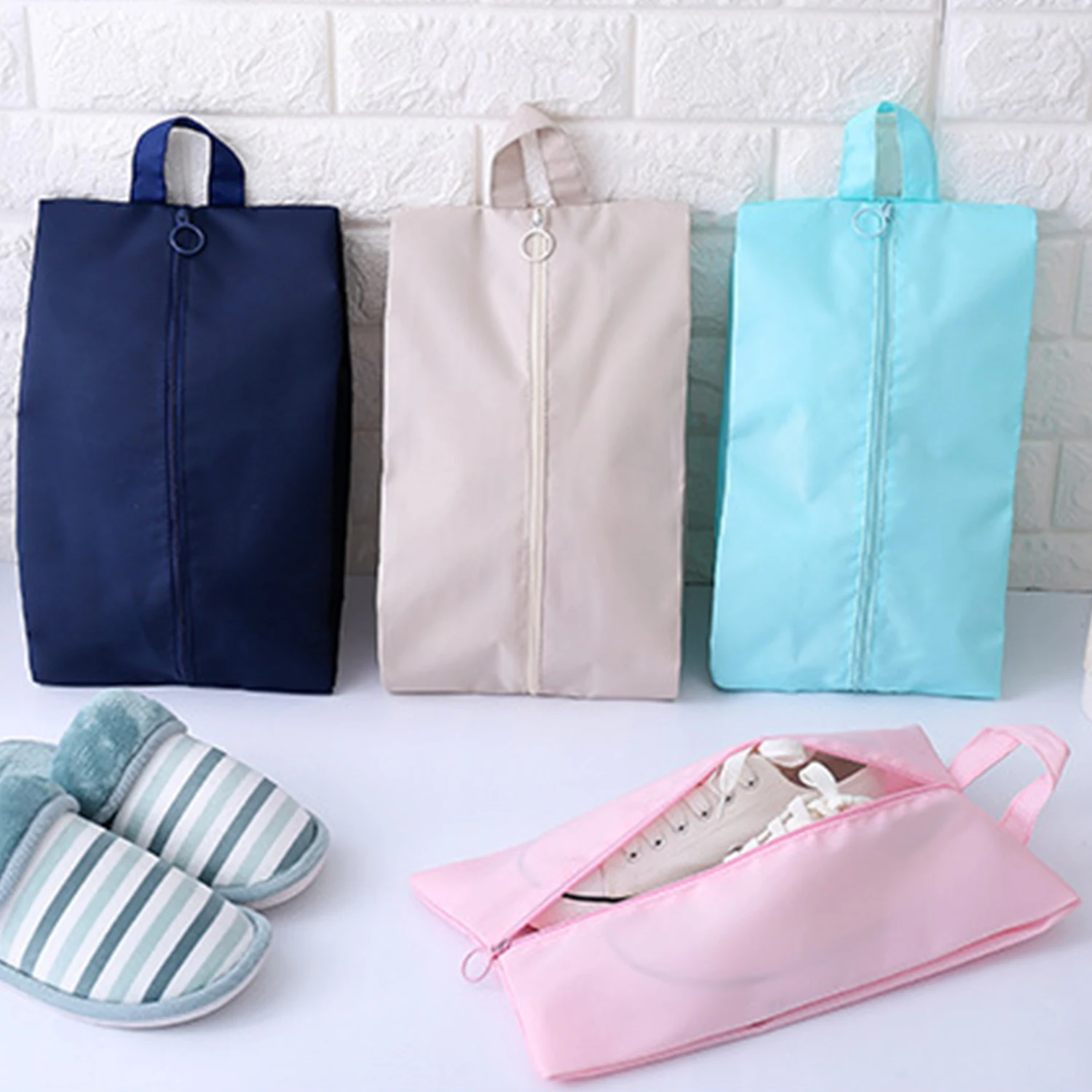 Reise Aufbewahrung tasche Schuhe Reise Verpackung Würfel Unterwäsche Kleinigkeiten Finishing multifunktion ale wasserdichte tragbare Reiß verschluss Schuh tasche Image