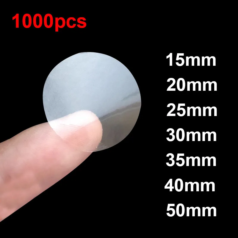 1000 teile/paket Transparente Runde Klare Aufkleber PVC Wasserdicht für paket umschlag abdichtung label aufkleber schreibwaren Image