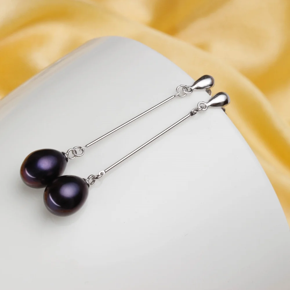 Natürliche Süßwasserperlen-Ohrringe, 7–8 mm, Reisform, Perle aus 925er-Sterlingsilber, Ohrringe für Frauen und Mädchen, Schmuck, Geschenk Image
