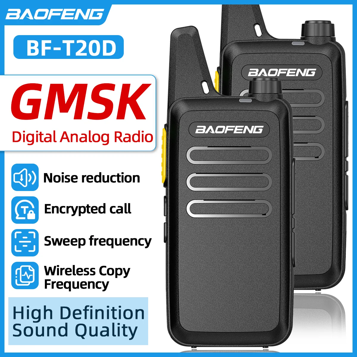 Baofeng BF-T20D GMSK Digitales Walkie-Talkie, UHF-Rauschunterdrückung, kabellose Kopierfrequenz, verschlüsselter Anruf, Typ-C-Lade-Amateurfunk Image