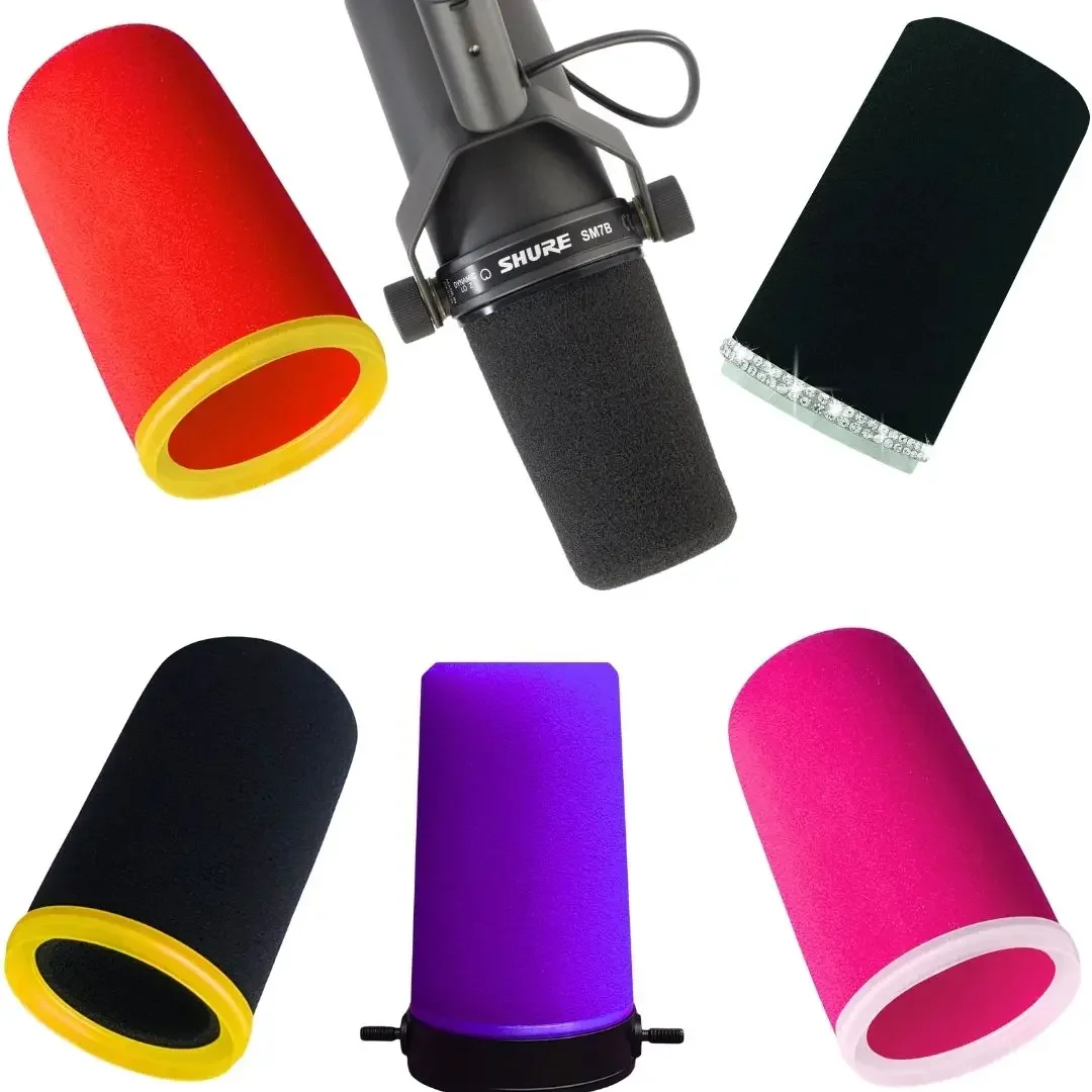 Windschutz für Shure SM7B, Mikrofon-Popfilter-Abdeckung mit Ring, Farbige Mikrofon-Schaumstoffabdeckung, Ersatz-Geräuschreduzierer für SM7dB Mikrofon Image