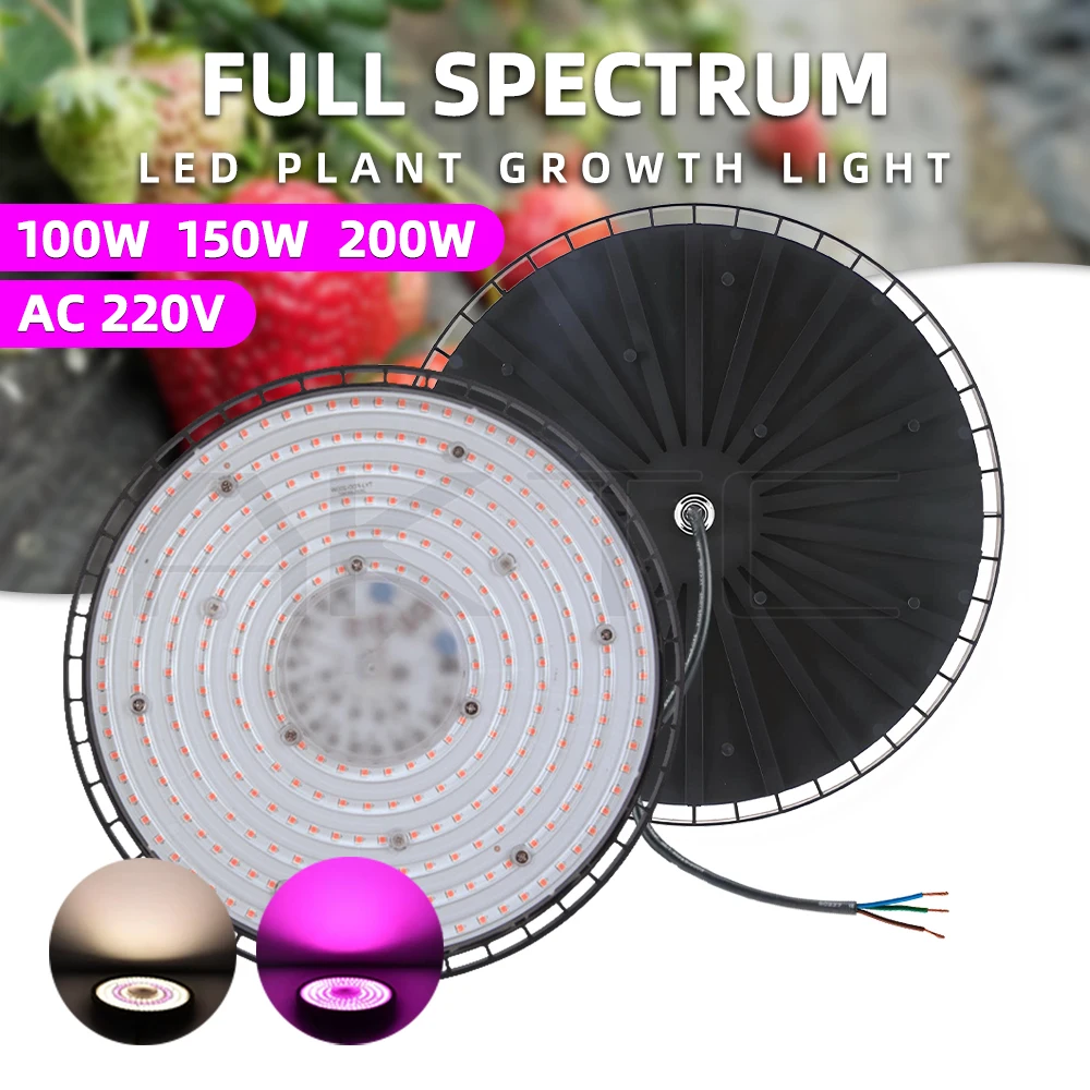 100 W, 150 W, 200 W, AC 220 V, LED-Wachstumslicht, volles 380–780 nm Spektrum, Pink oder Sonnenlicht, ideal für Hydrokultur-Sukkulenten bei Wachstumszenten Image