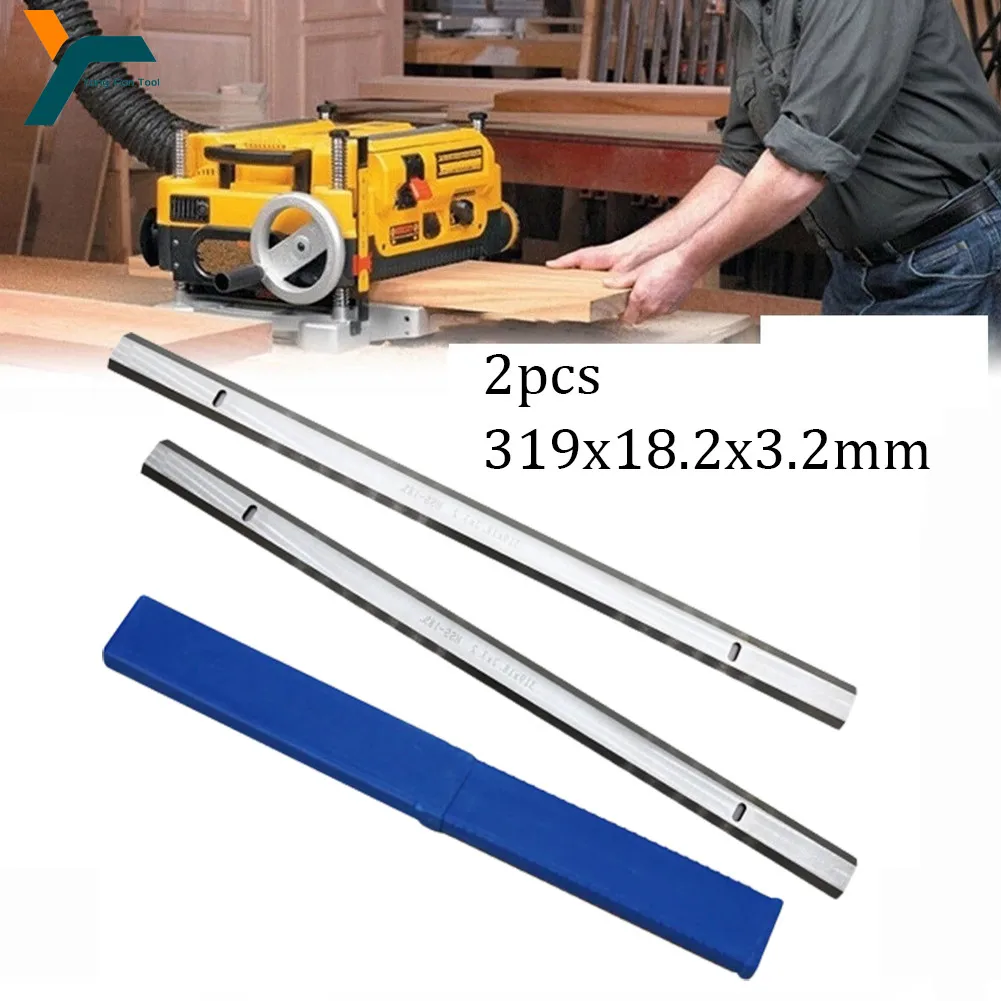2Pcs 319x18,2x3,2mm Hobel Klinge Messer HSS Doppel Rand Holz Schneiden Werkzeug Für JET JWP-12 COBRA GMC Ryobi AP13 MA1931 CT-340 Image