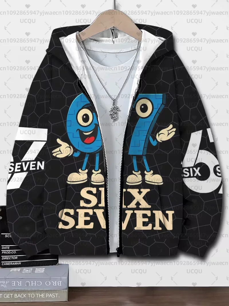Kapuzenpullover für Kinder 67 Six Seven Italian Brain Rot Math Joke Tops Y2k Game Saying Zipper Kleidung Grafik Y2k Kinder-Kapuzenpullover Image