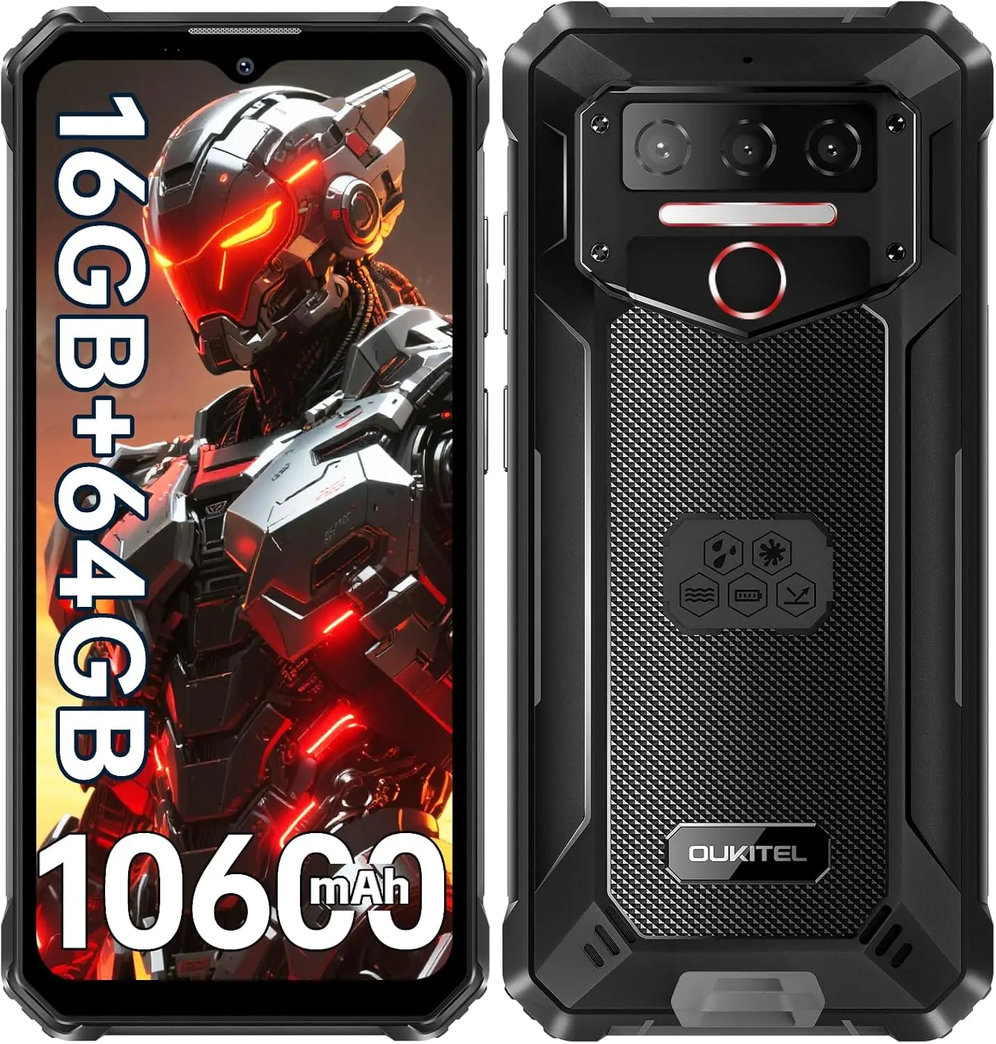 OUKITEL WP23S Robustes Smartphone, Entsperrt, 2026-10600mAh Akku, 64GB/TF 1TB ROM Handy, 6,52'' Display, Robustes Smartphone, 13MP Kamera