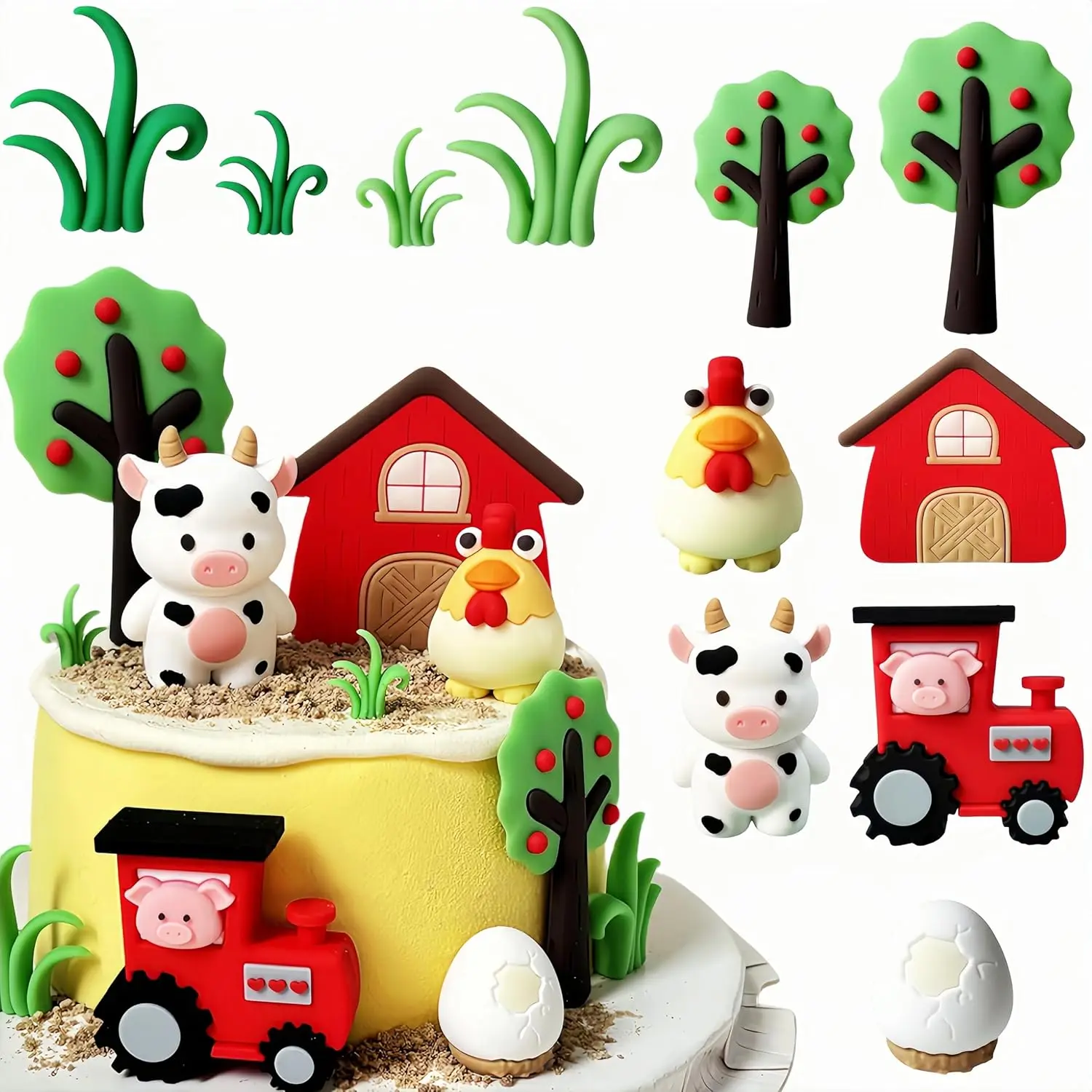 Bauernhof Tier Kuchen Topper Bauernhof Kuh Kuchen Topper Cartoon Tier Kuchen Topper Bauernhof Traktor Kuchen Topper Bauernhof Tier Motto Party