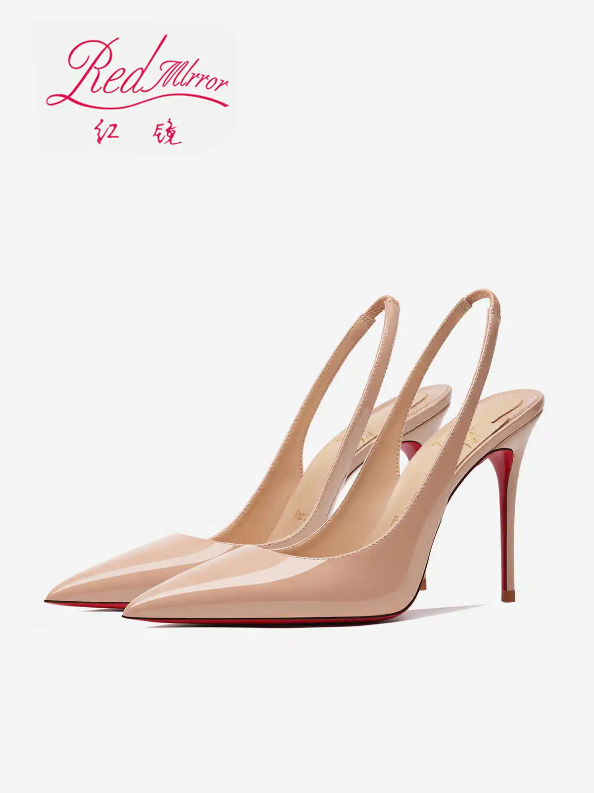Sandalen mit Absatz, rot, glänzende Unterteile, nackte Farbe, luxuriös, hohl, 2025, neue elegante High Heels, sexy Slingpumps, Damenschuhe, Damenschuhe