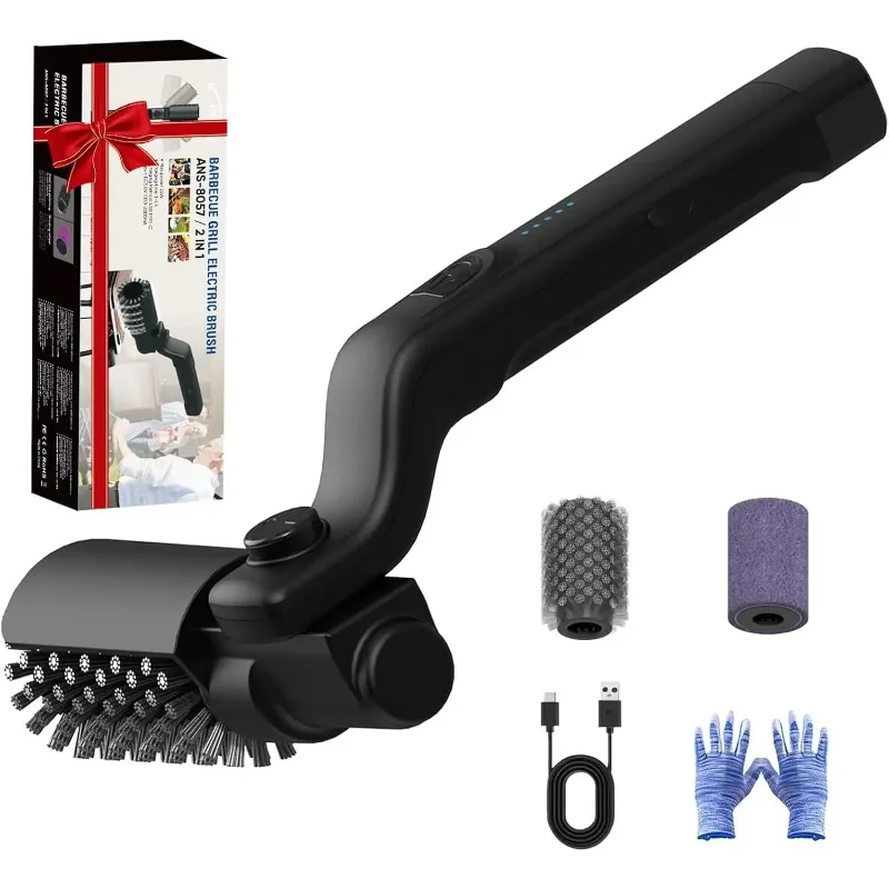 Elektrische Grillreinigungsbürste, rotierendes BBQ-Reinigungswerkzeug, 3 Geschwindigkeiten, 2600 mAh, kabellos, wiederaufladbar, verstellbarer Winkel, Geschenke für Männer/Vater Image