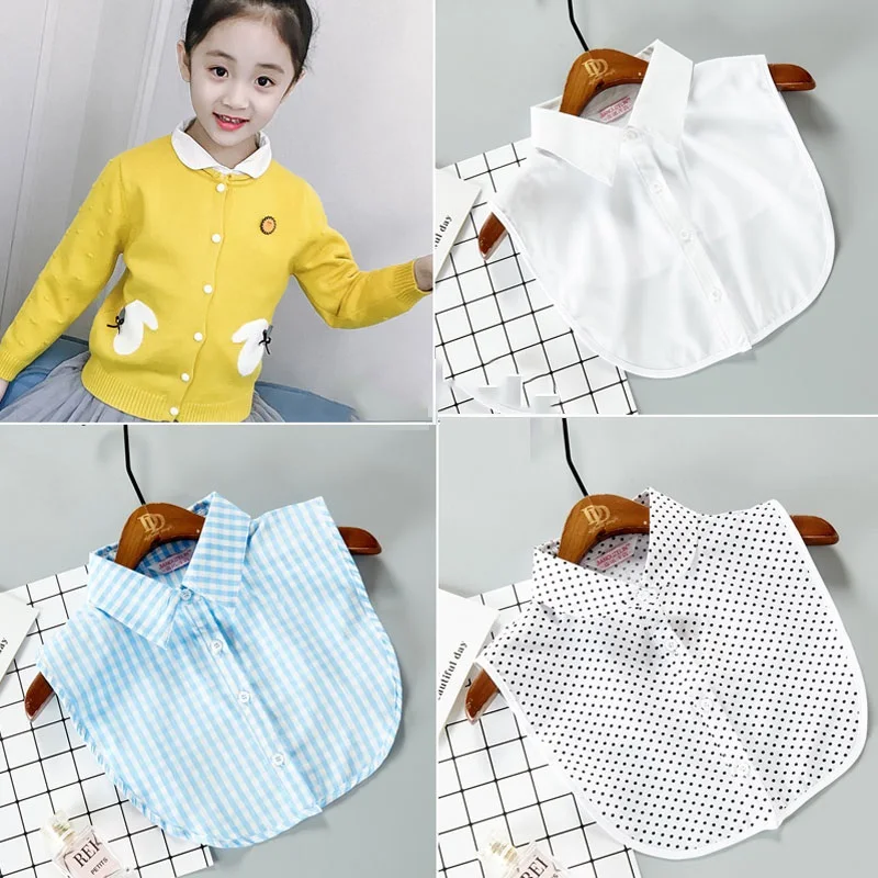 Weißes Hemd mit Fake-Kragen für Kinder, Bluse mit falschem Kragen, Spitze, für Kinder, Peter-Pan-Kragen, abnehmbares Revers, halbes Hemd für Jungen, Faux Col Image