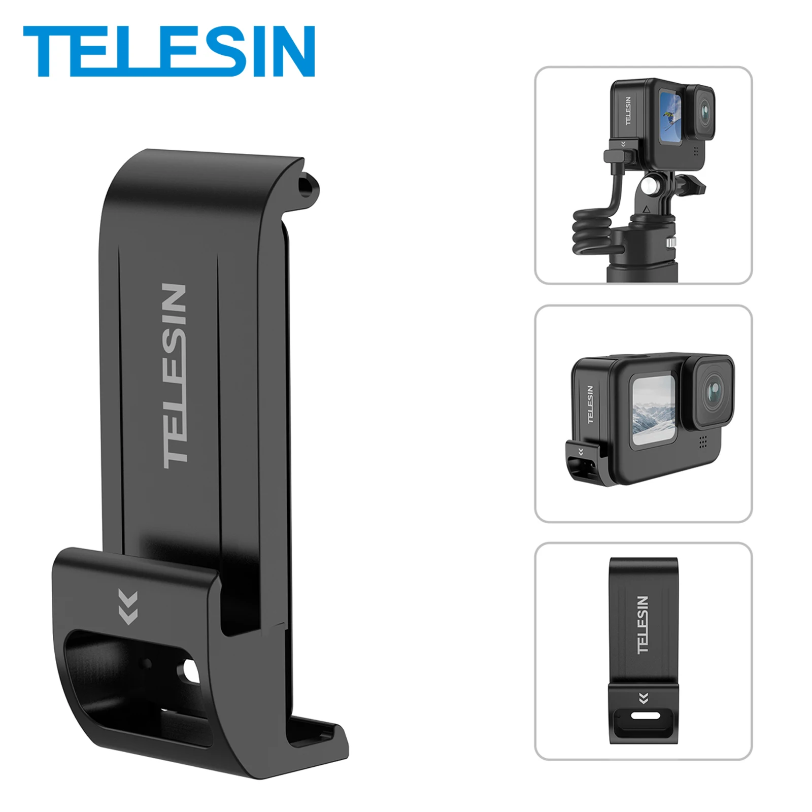 TELESIN Wasserdichte Seitenabdeckung für GoPro 12 11 10 9, einfach abnehmbare Typ-C-Ladeabdeckung, Anschluss für GoPro 12 Hero 11 10 9-Akku Image