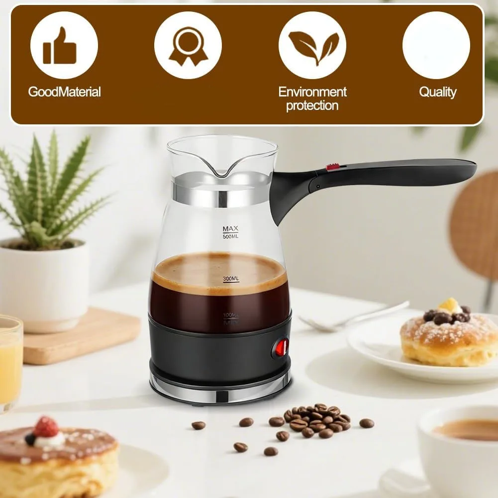 Machine à café turque électrique CKFAM, cafetière expresso de 500 Ml avec poignée, cafetière et théière turque, prise ue