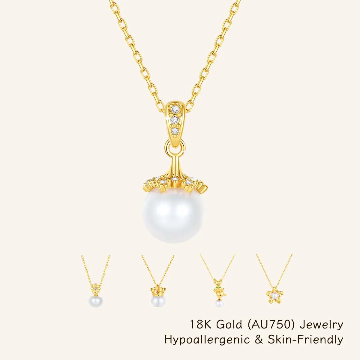 Elegante Halskette mit ausgehöhltem Anhänger aus 18-karätigem Gold mit natürlichen Süßwasserperlen und Zertifikat, alltäglicher Geburtstagsschmuck, Geschenk für Sie