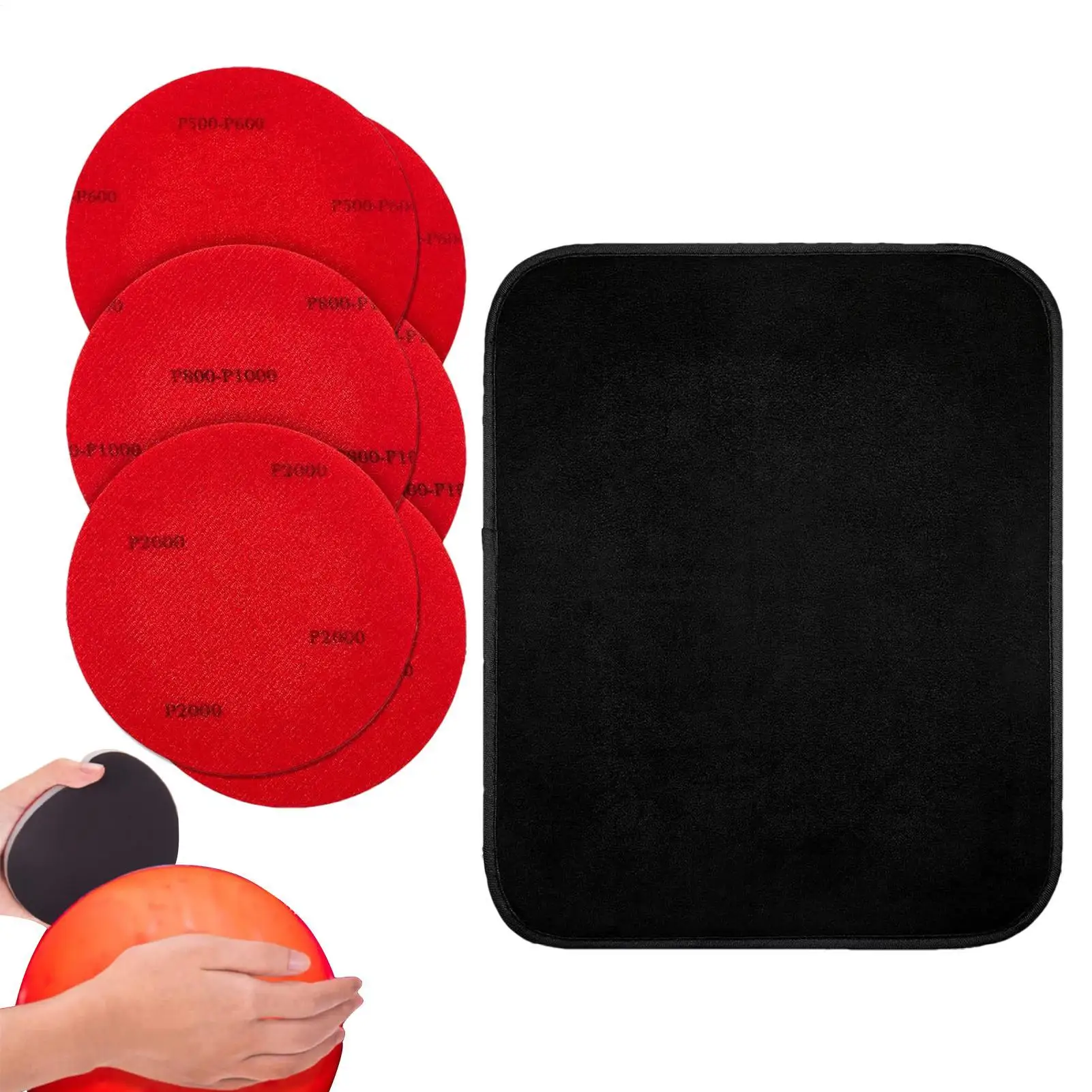 6 Stück Bowlingball Polier-Schleifpad mit 1 Stück Reinigungstuch Schleifzubehör Effiziente Reinigung Bowlingzubehör Image