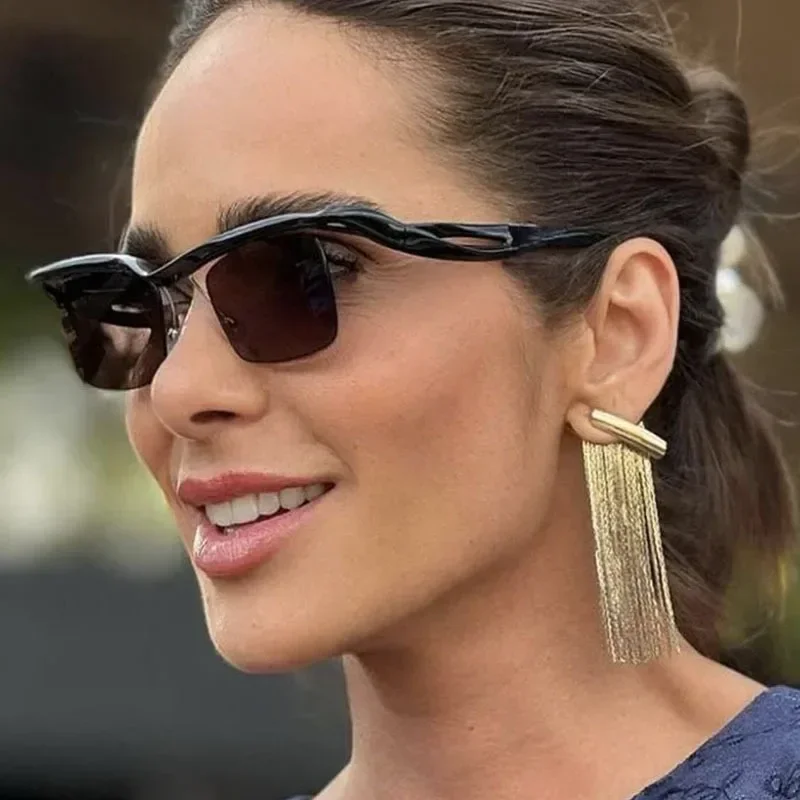 JNPCXI Retro Einzigartige Randlose Quadratische Sonnenbrille Mode Ozean-Linsen Schattierungen Markendesigner Herren Punk Verspiegelte Sonnenbrillen Image