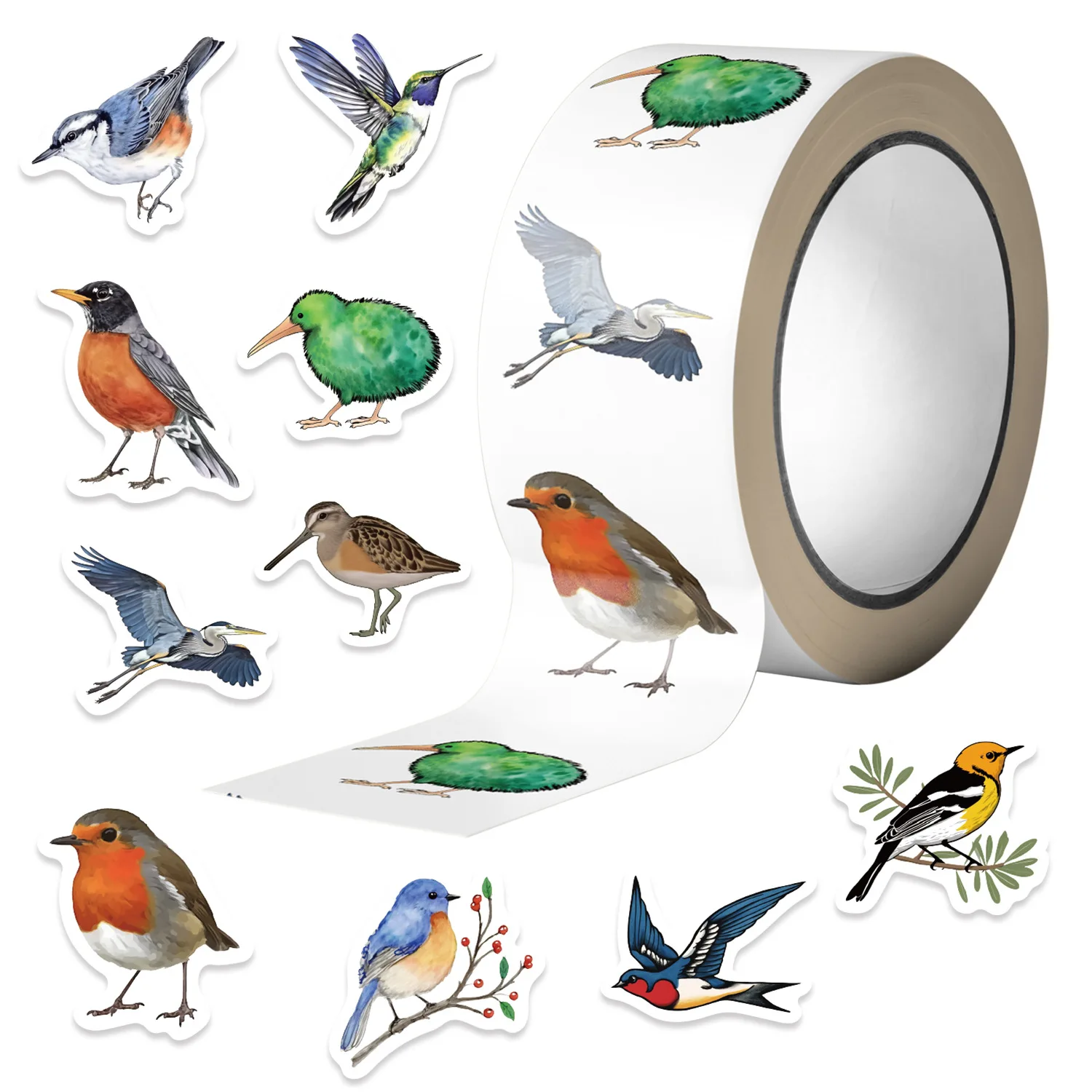 500 teile/rolle Nette Farbige Vögel Cartoon Graffiti Aufkleber DIY Telefon Gitarre Laptop Notebook Koffer Wasserdichte Aufkleber Kinder Spielzeug Image