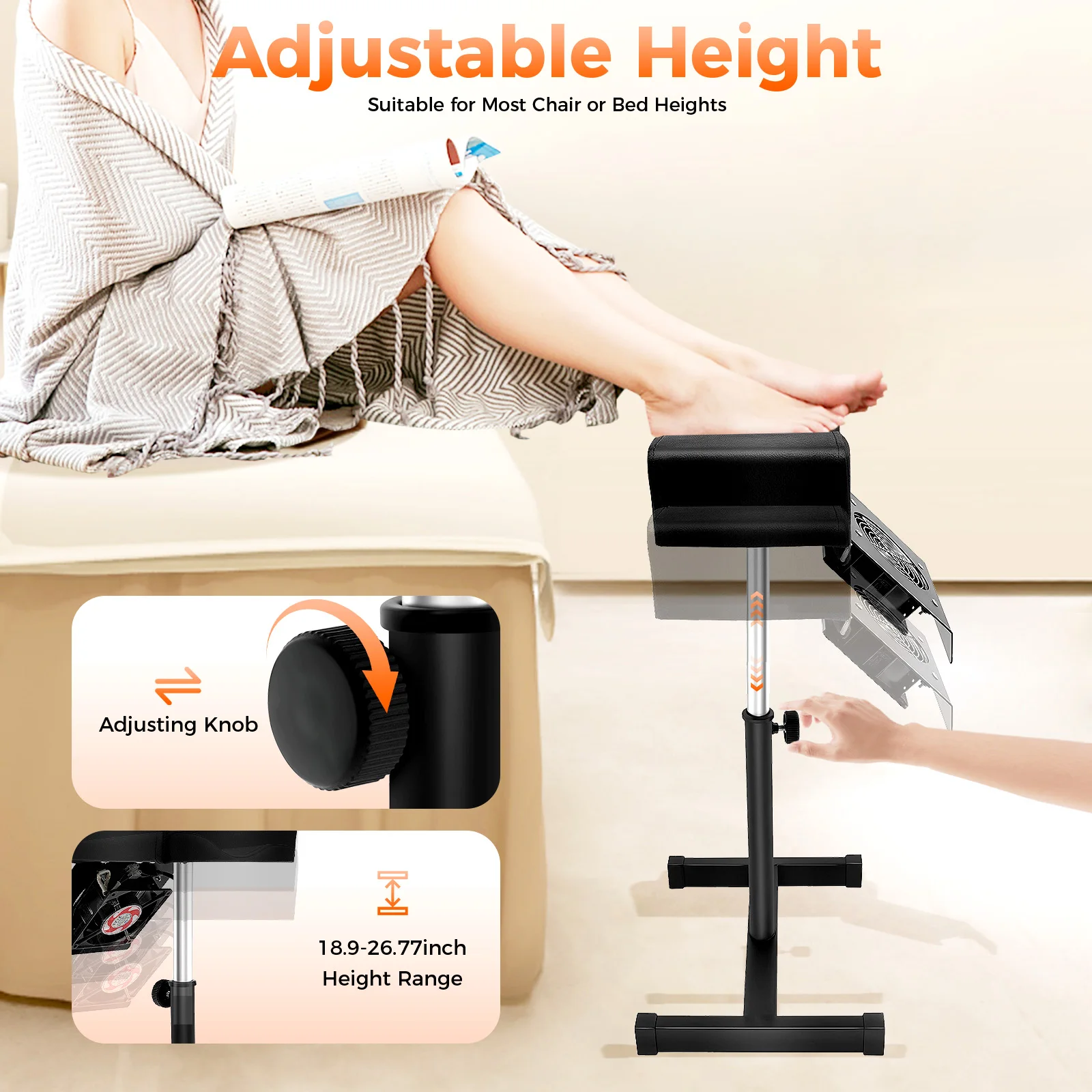 22W Pediküre Stuhl Maniküre Hocker Lift Hocker Fußstütze Nagelbank mit Staubsauger, weiches Kissen Image