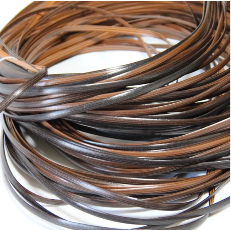 55-60 Meter (500g) Breite: 8mm Kaffeebrauner Farbverlauf Flaches Synthetisches Rattan Webmaterial Kunststoff-Geflecht Reparaturmaterial für Stühle und Tische PE-Rattan
