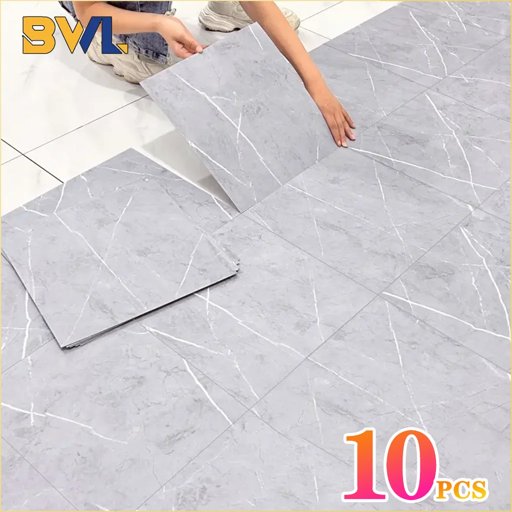 10 Stück selbstklebende Bodenaufkleber im Marmor-Stil, verdickte, verschleißfeste PVC-Fliesen für die Dekoration im Haushalt, einfache Installation