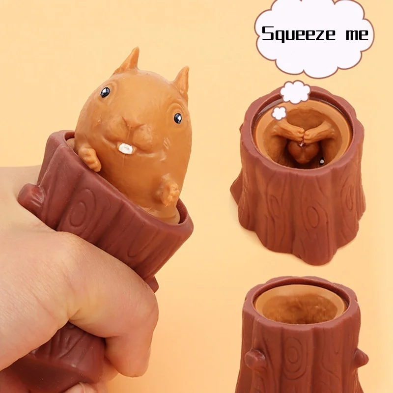 Eichhörnchen-Stressabbau-Spielzeug, Stumpf-Tier-Eichhörnchen-Becher zur Angstlinderung, ADHS, auspressen die Überraschungen und heilen die Emotionen Image