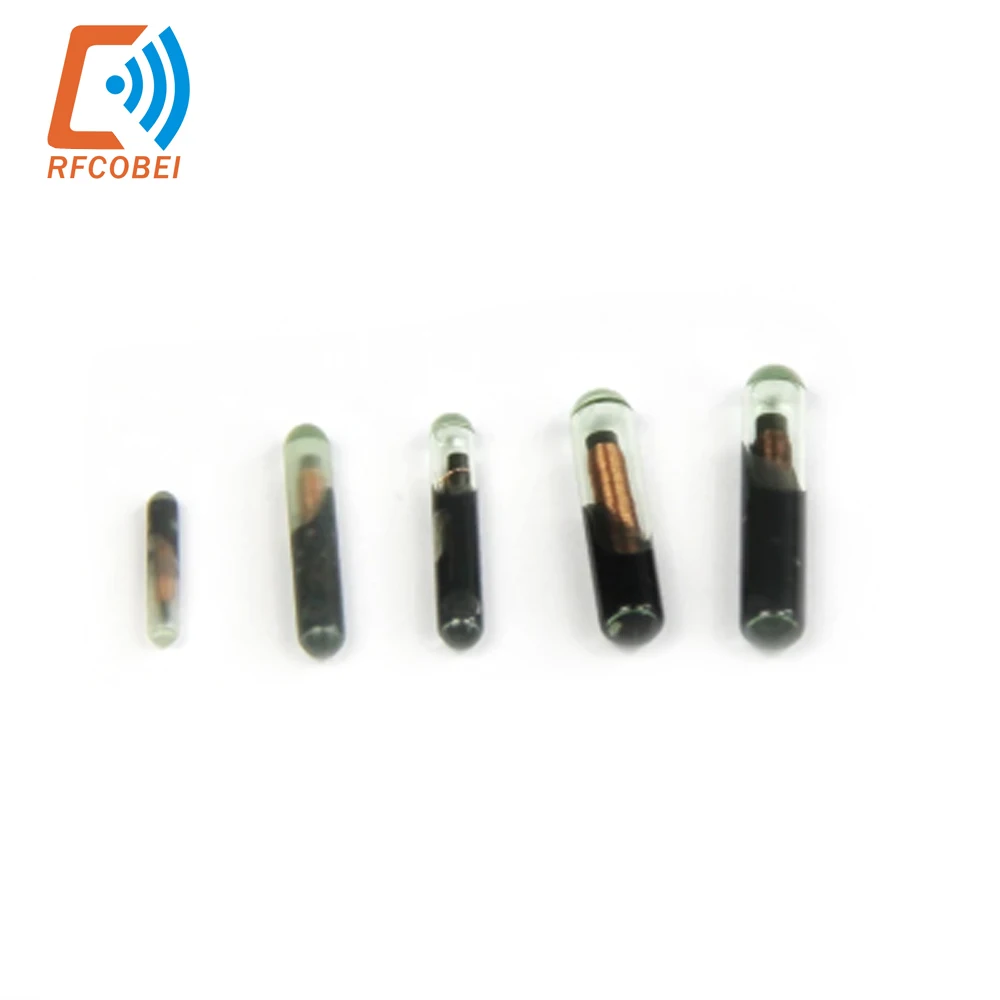 50 Stück 2,12 x 12 mm/1,4 x 8 mm/1,25 x 7 mm Haustieridentifikation injizierbarer Mikrochip für Tier-ID, ISO 11784 FDX-B Mikrochip Haustier-RFID Image