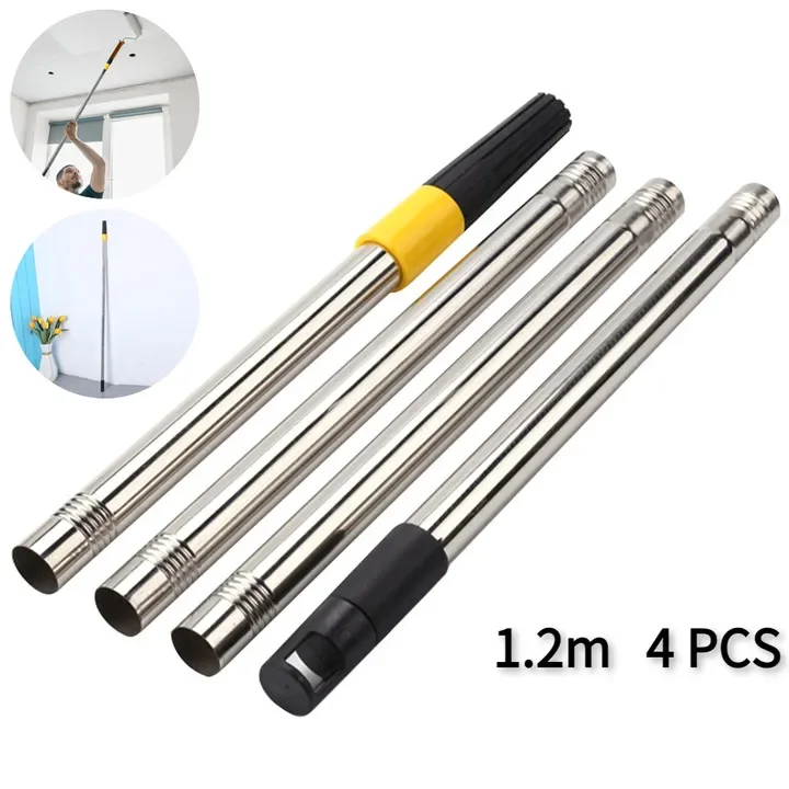 1,2 m Farb roller Verlängerung stange 4 Abschnitt Edelstahl abnehmbare Lackier griff Stick Home Clean Pinsel Zubehör Image