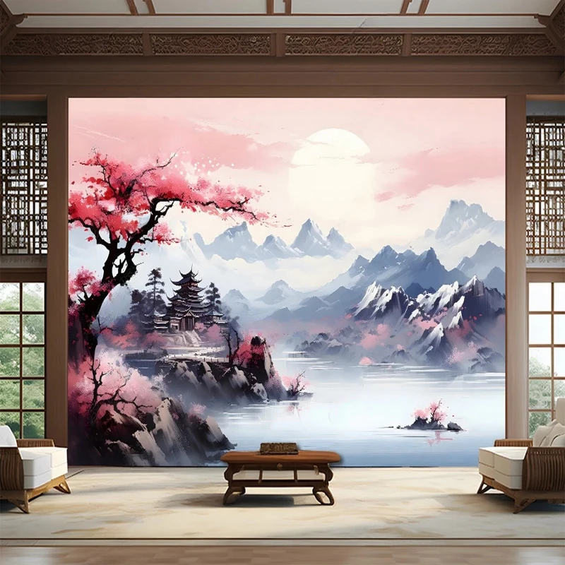 Benutzer definierte 3d Foto Tapete chinesischen Stil ästhetische Tinte Landschaft Malerei Wand papier für Wohnzimmer TV Hintergrund Wand dekoration