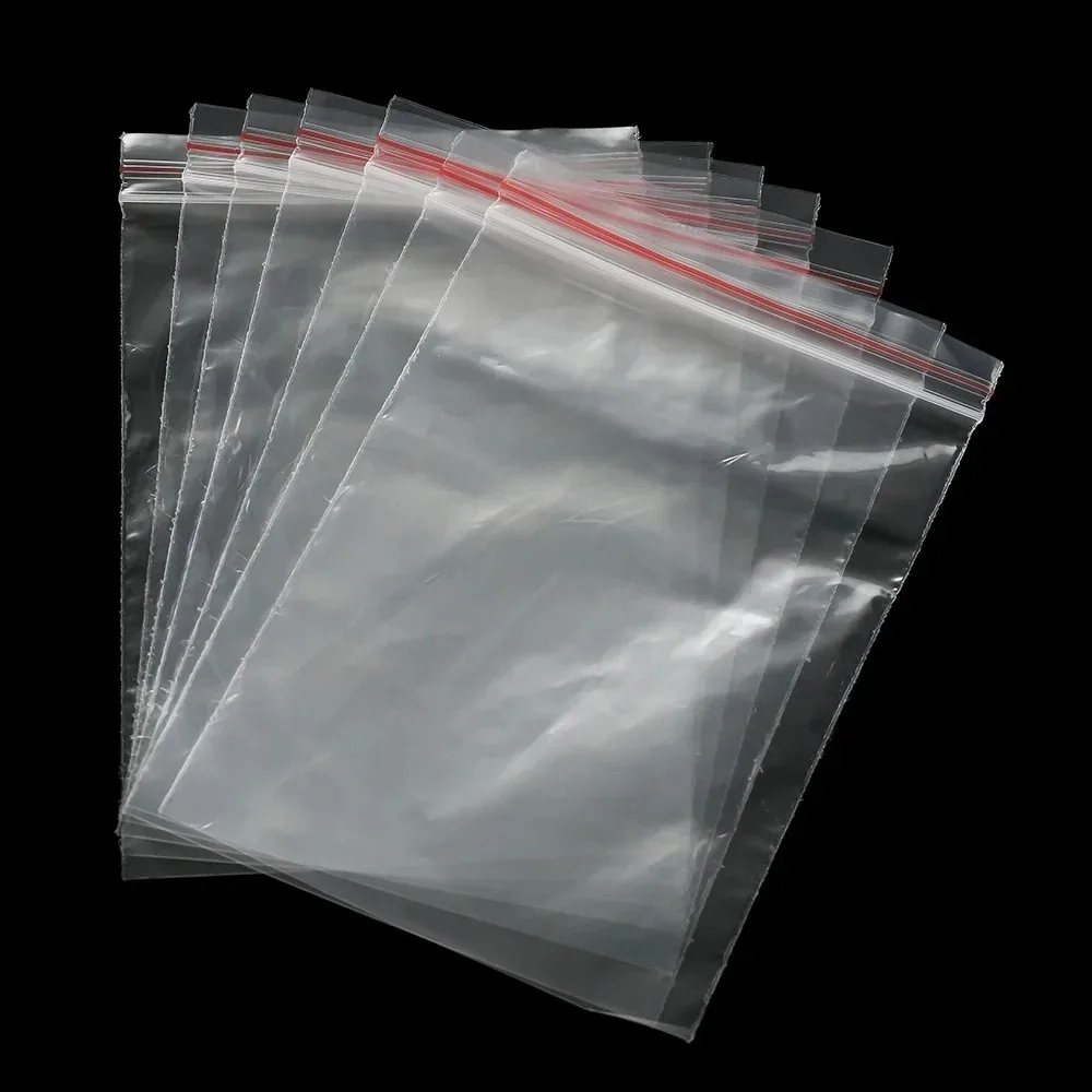 30–100 Stück/Beutel, 4 x 6/5 x 7/6 x 8/7 x 10/8 x 12 cm, wiederverschließbare Kunststoff-Poly-Klarsichtbeutel, große Schmuck- und Zubehörverpackung