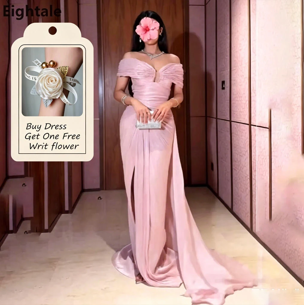 Eightale 2025, rosa Meerjungfrau-Maxi-Abendkleid, schulterfrei, herzförmig, für Hochzeit, Party, formelles Abendkleid, Dubai-Partykleid, individuell gestaltet Image