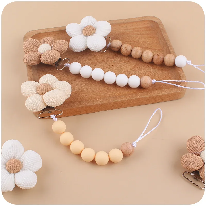 Baby Schnuller Clip Neugeborenen Kreative DIY Blume Silikon Schnuller Kette Baumwolle Zahnen Spielzeug Schnuller Anhänger Halter Image