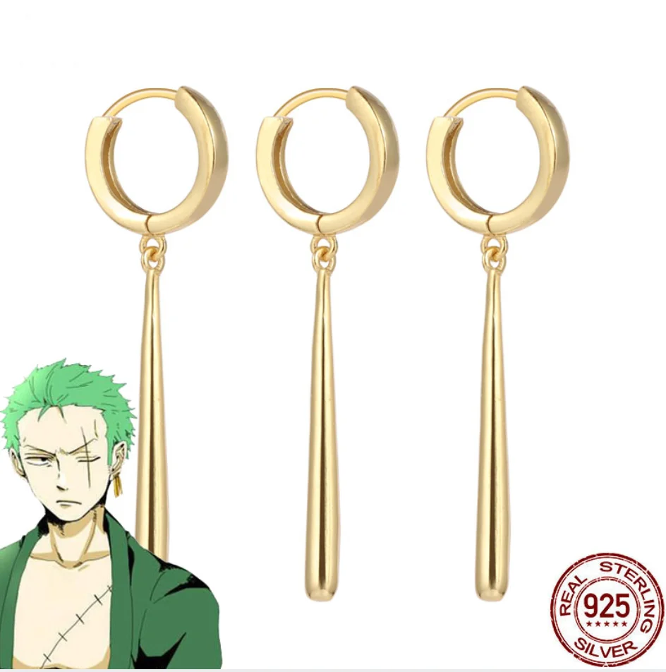 Anime One Piece Roronoa Zoro Cosplay 925 Sterling Silber Ohrring Ohrstecker Clip Alltagskleidung Hochwertige Fans Geschenk Schmuck Ohrringe