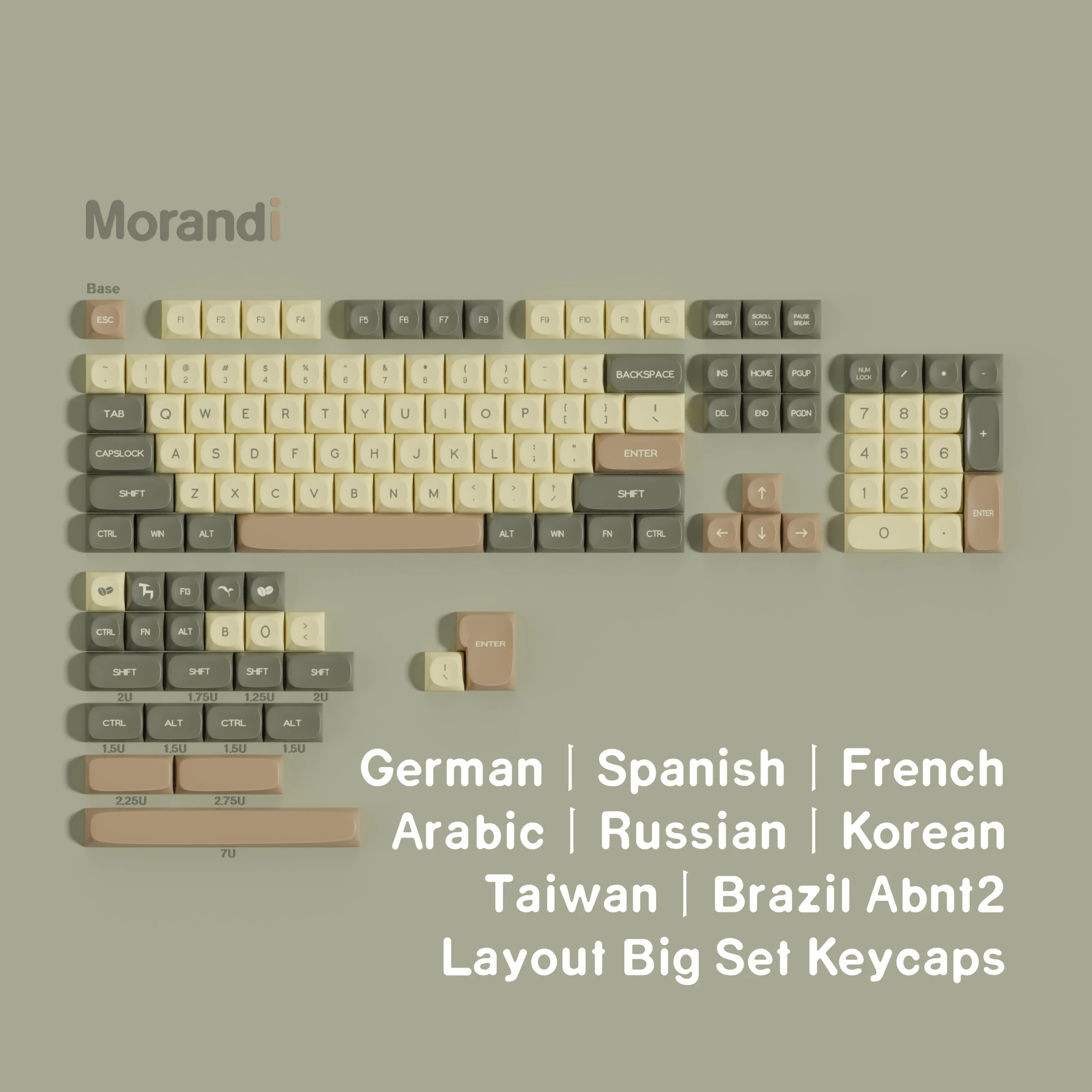 Moa Morandi PBT-Tastenkappen, 7u, Alice-Layout, Weltraumtasten, großes Set, Tastenkappen, Ansi, Russisch, Koreanisch, ISO, Spanisch, Deutsch, Französisch, Abnt2, Brasilien Image