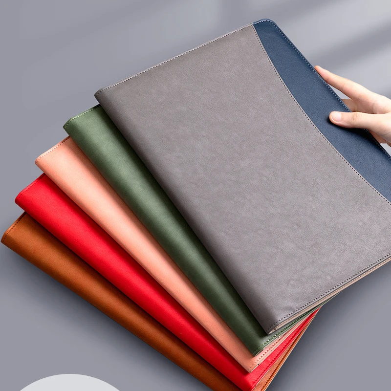 A4 Business Pu Leder Datei Ordner Pad folio Zwischen ablage für Dokumenten spleiße Ordner Rechner Meeting Schreib block für Büro Image