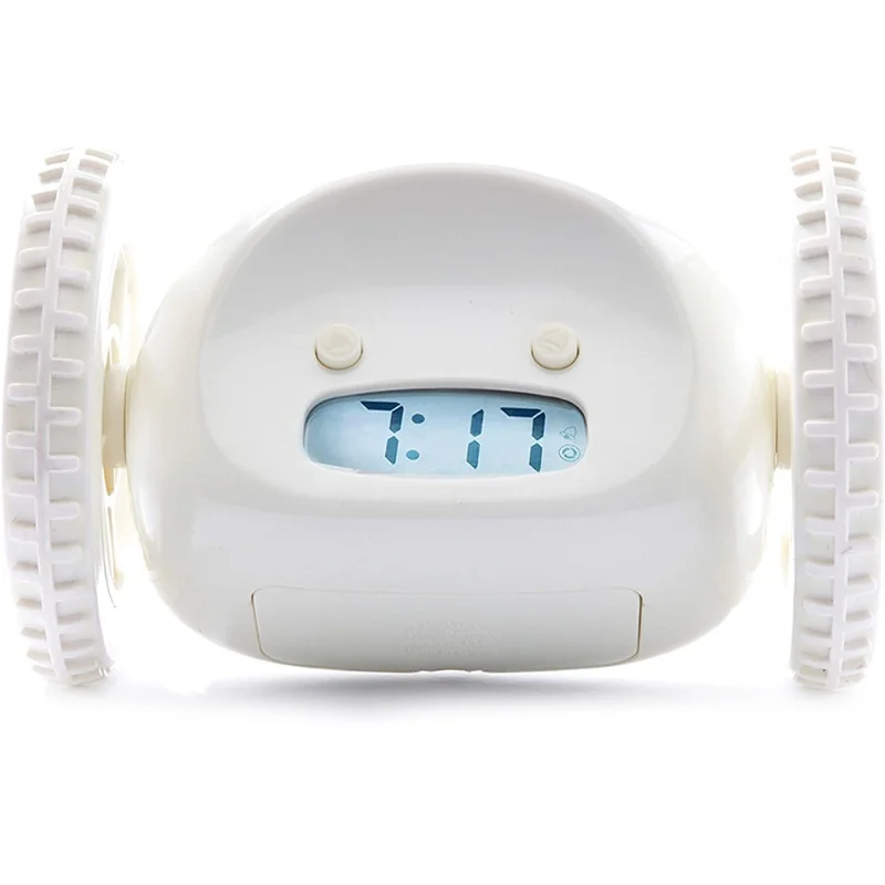Uhriger Wecker auf Rädern, extra für schwere Schläfer, Roboteruhr, rollend, bewegend, Springen, für Erwachsene, Kinderzimmer