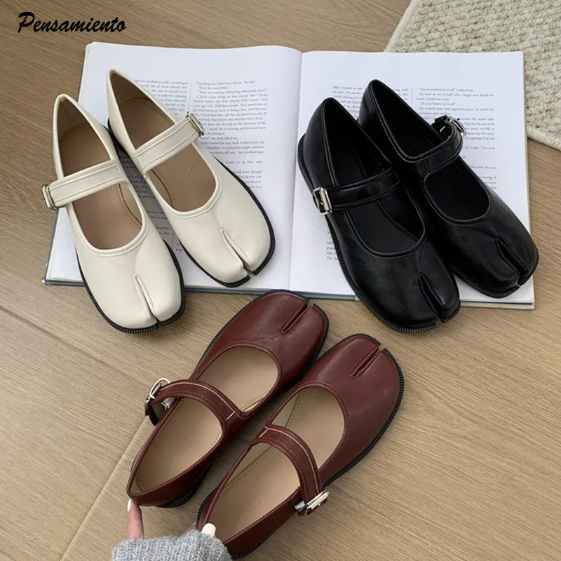 2023 frühling Herbst Vintage Split toe Tabi Frauen Ballerinas Mode Mary Janes Weiche Weiche Walking Faulenzer Casual Faul Chic Schuhe