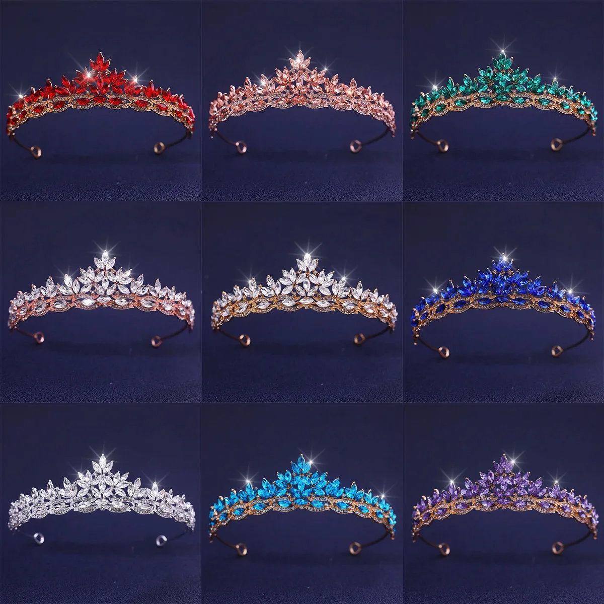 Mode Kristall Braut Krone Hochzeit Brautjungfer Tiaras Party Haarschmuck Prom Kopfschmuck Geschenk Image