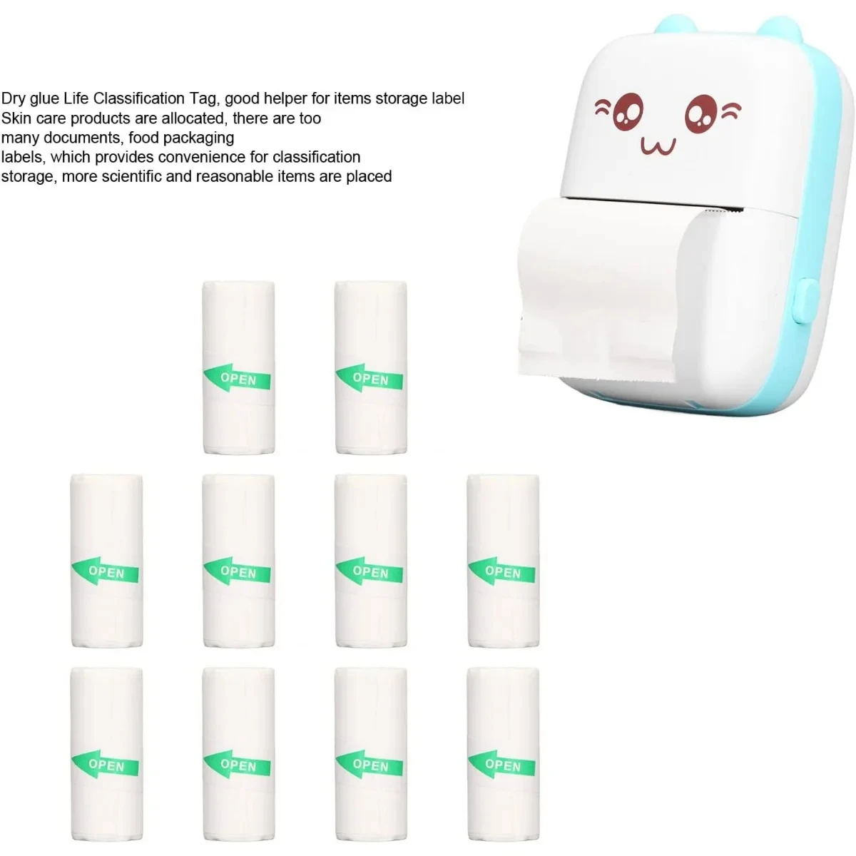 10 Stück Mini drucker papier, 57x25mm selbst klebendes Thermopapier bedruckbares Aufkleber papier für Taschen-Thermo drucker Image