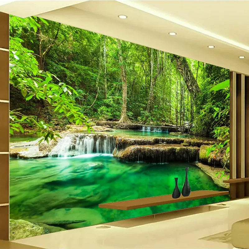 Benutzerdefinierte 3D Fototapete Grüner Wald Landschaft Große Wandmalerei Wohnzimmer Schlafzimmer Hintergrund Wandbild Papel De Parede 3D